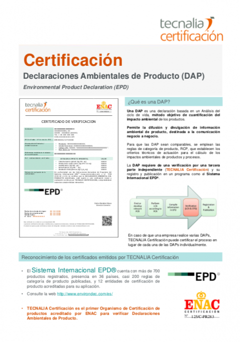 Catálogo de verificación y certificación de DAPs sectoriales
